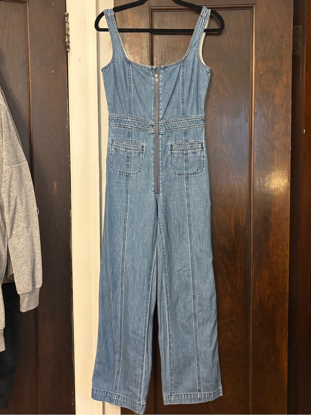 Madewell Light Blue Denim Zip-Front Wide Leg Jumpsuit